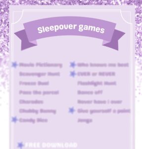 sleepover game ideas for kids and teenage